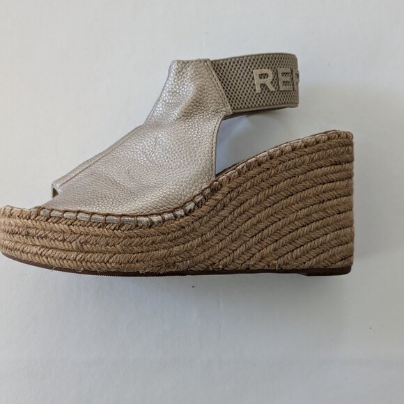 Replay - Gold Leather Peep-toe Espadrille Sandals (Size 8.5) - EUC! - Picture 6 of 12